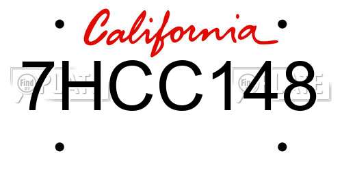 7HCC148 California License Plate