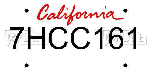 7HCC161 California License Plate