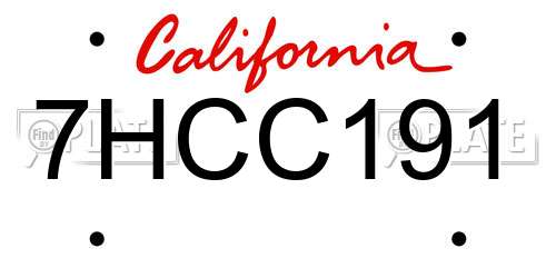 7HCC191 California License Plate