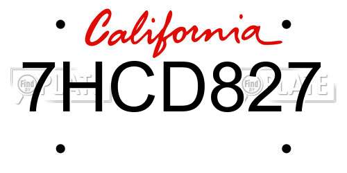 7HCD827 California License Plate