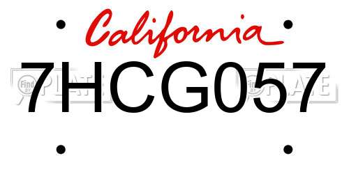 7HCG057 California License Plate
