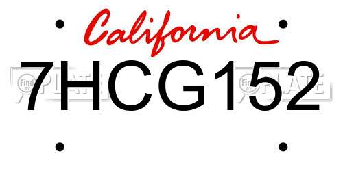 7HCG152 California License Plate