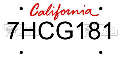 7HCG181 California License Plate