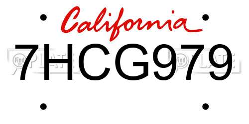7HCG979 California License Plate
