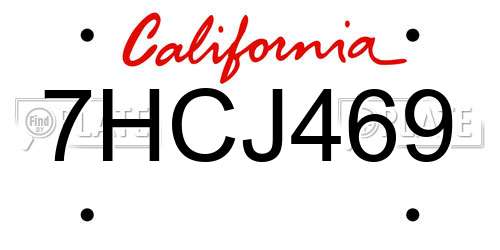 7HCJ469 California License Plate
