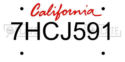 7HCJ591 California License Plate