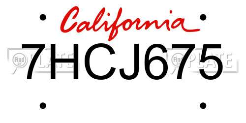 7HCJ675 California License Plate