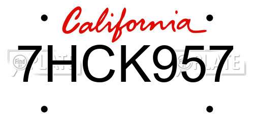 7HCK957 California License Plate