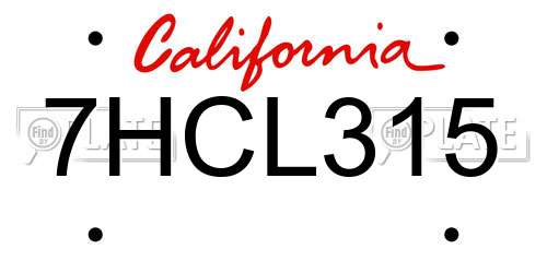 7HCL315 California License Plate