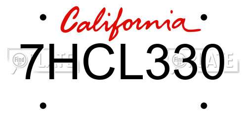 7HCL330 California License Plate