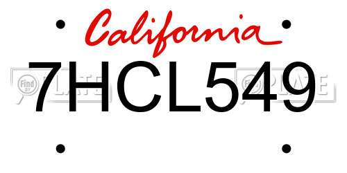 7HCL549 California License Plate