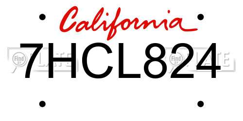 7HCL824 California License Plate