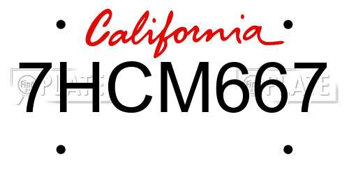 7HCM667 California License Plate