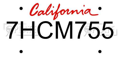7HCM755 California License Plate