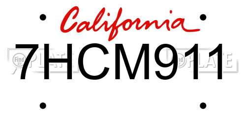 7HCM911 California License Plate