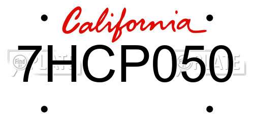 7HCP050 California License Plate