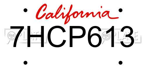 7HCP613 California License Plate
