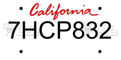 7HCP832 California License Plate