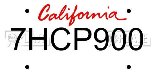 7HCP900 California License Plate