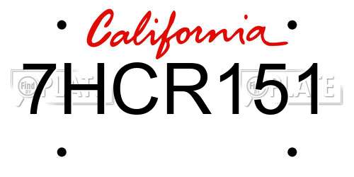 7HCR151 California License Plate