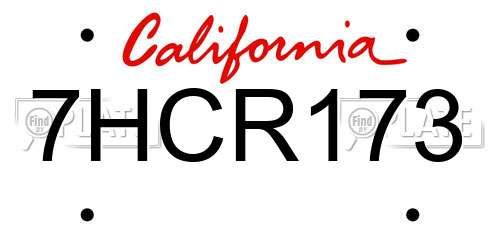 7HCR173 California License Plate