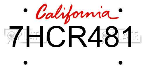 7HCR481 California License Plate