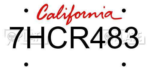 7HCR483 California License Plate