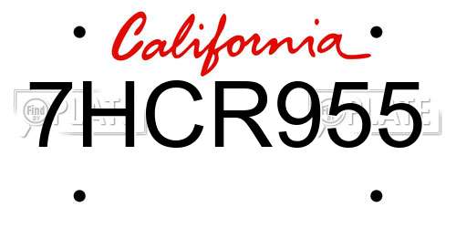 7HCR955 California License Plate