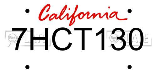 7HCT130 California License Plate