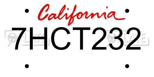 7HCT232 California License Plate