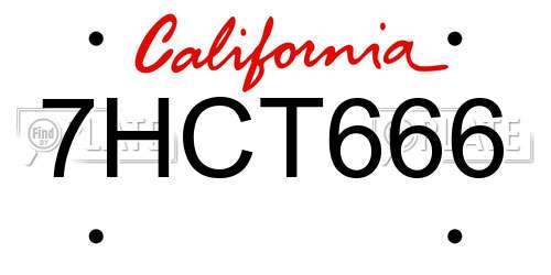 7HCT666 California License Plate