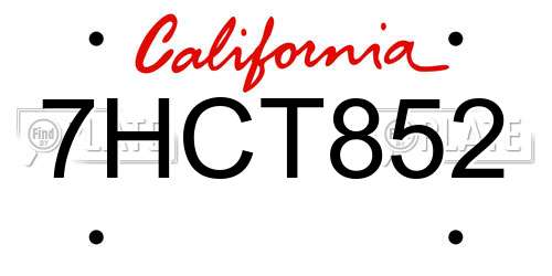 7HCT852 California License Plate