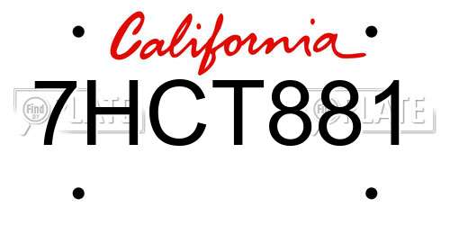 7HCT881 California License Plate