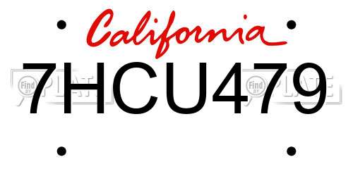 7HCU479 California License Plate
