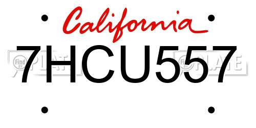 7HCU557 California License Plate
