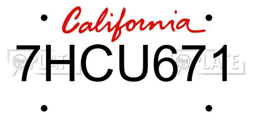 7HCU671 California License Plate