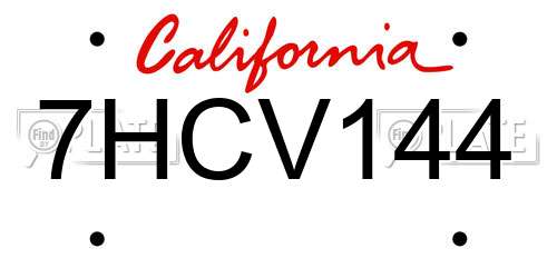 7HCV144 California License Plate