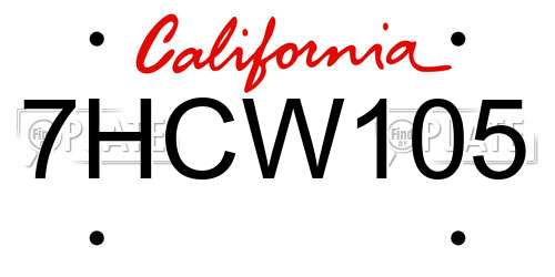 7HCW105 California License Plate