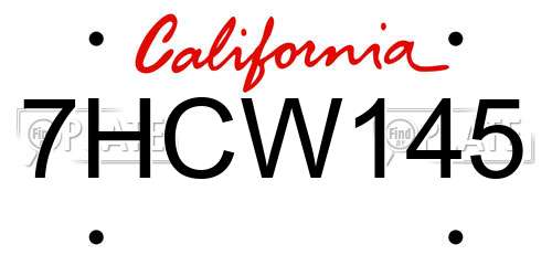 7HCW145 California License Plate