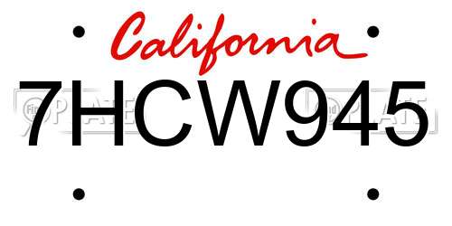 7HCW945 California License Plate
