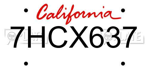 7HCX637 California License Plate