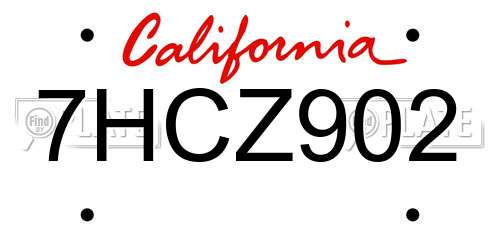 7HCZ902 California License Plate