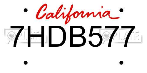 7HDB577 California License Plate