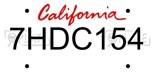 7HDC154 California License Plate