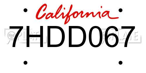 7HDD067 California License Plate