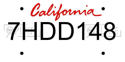 7HDD148 California License Plate