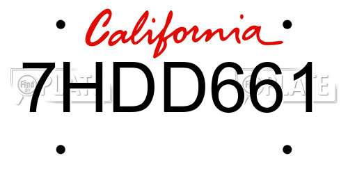 7HDD661 California License Plate