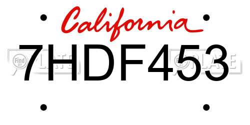 7HDF453 California License Plate
