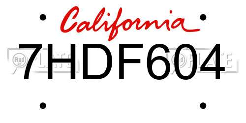 7HDF604 California License Plate