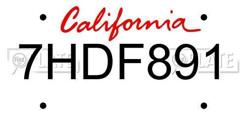 7HDF891 California License Plate